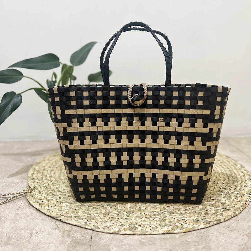 زنبیل (ساک) حصیری تسمه بافی - تصویر 4
